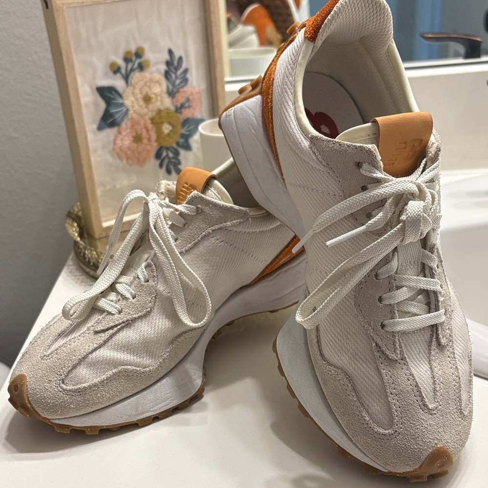 New Balance 327 Cream and Orange Women's Sneakers